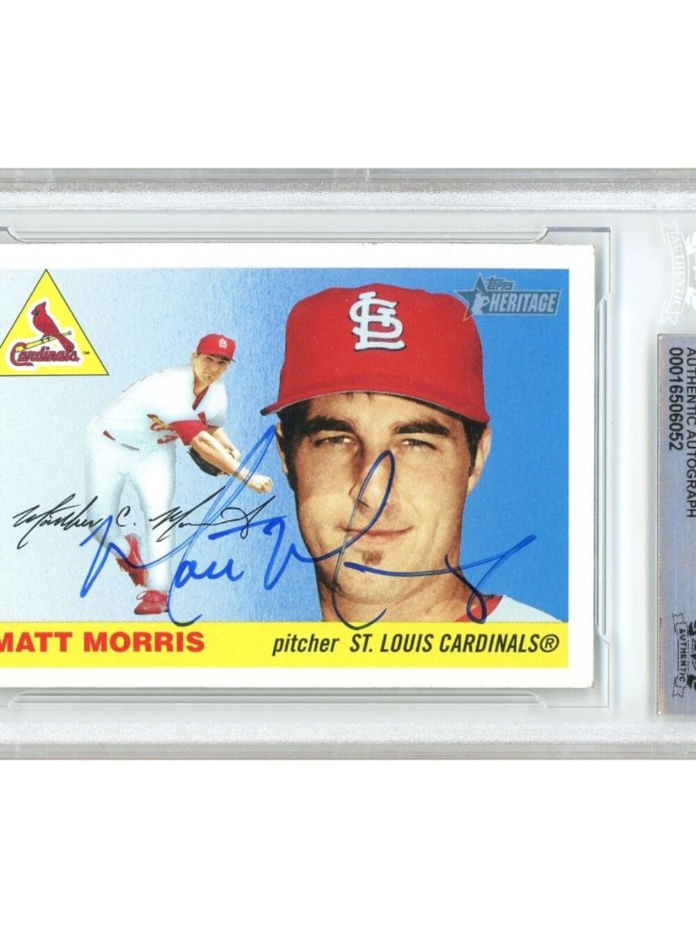 Matt Morris Signed 2004 Topps Heritage #344 Cardinals Beckett BAS Slab Auto MLB